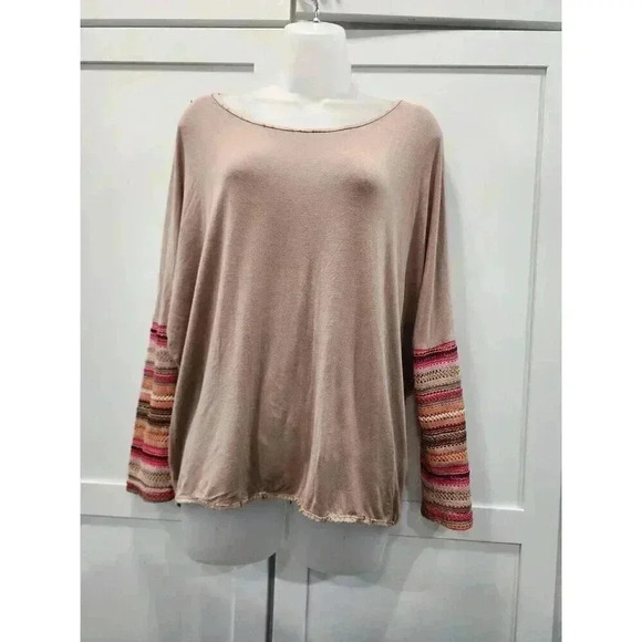 UMGEE Tops - Umgee Womens Size Medium 3/4 Sleeve Crochet Tunic Top Shirt Tan